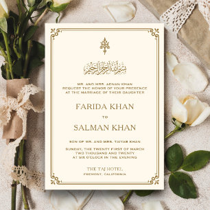 Traditionelle islamische Hochzeit mit cremefarbene Einladung