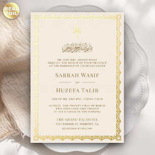 Traditionelle islamische Hochzeit mit cremefarbene Folieneinladung