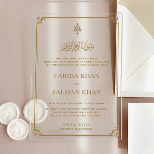 Traditionelle islamische muslimische Hochzeit mit Acryleinladungen