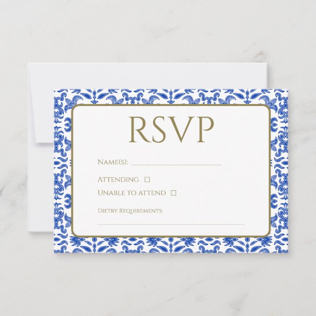 Traditionelle italienische blaue RSVP-Karte RSVP Karte (Vorderseite)