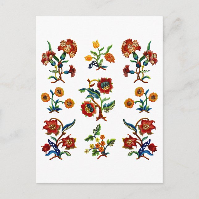 Traditionelle Jakobenstickerei in der Monmouth Postkarte (Vorderseite)