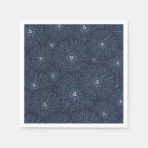 Traditionelle japanische Blumengeometrie blau Serviette
