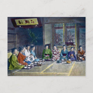 Traditionelle japanische Familienmahlzeit handkolo Postkarte