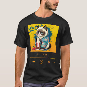 Traditionelle japanische Katze im Kimono im Chibi- T-Shirt