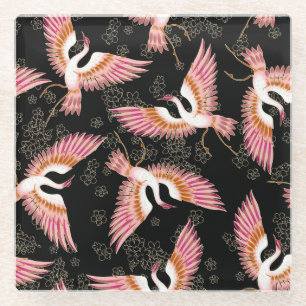 Traditionelle japanische Kimono-Muster Glasuntersetzer