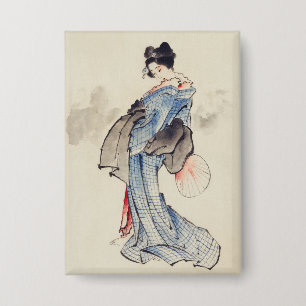 Traditionelle japanische Kunst der Geisha im Kimon Button