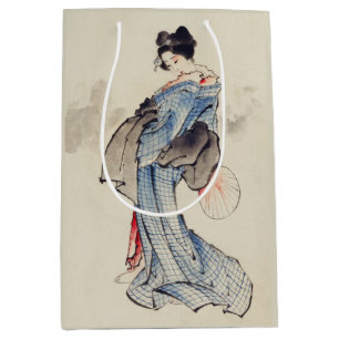 Traditionelle japanische Kunst der Geisha im Kimon Mittlere Geschenktüte