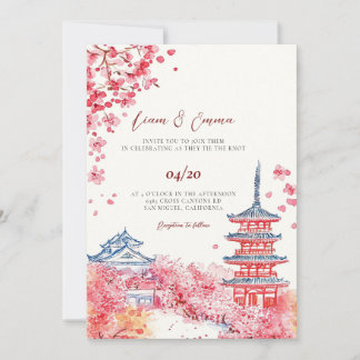 Traditionelle japanische Landschaft Hochzeitseinla Einladung
