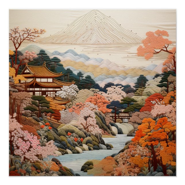 Traditionelle japanische Tapisserie Art Elegantes  Poster (Vorderseite)