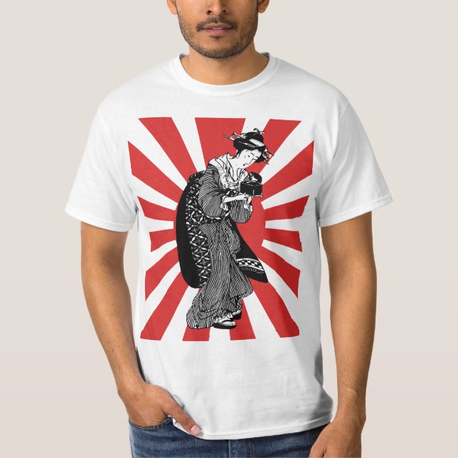 Traditionelle japanische ukiyoe Frau T-Shirt (Vorderseite)