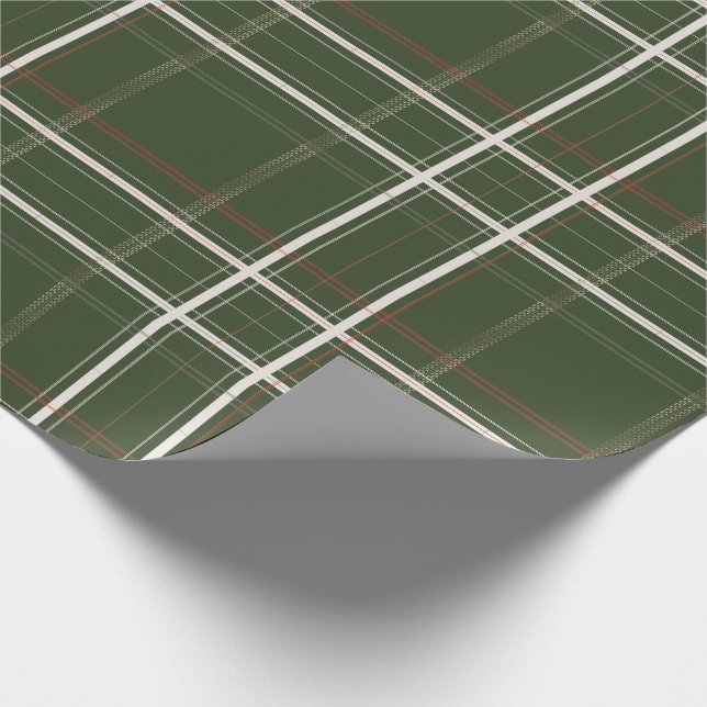 Traditionelle Karierte gemütliche Hütte Gold Grün  Geschenkpapier (Ecke)