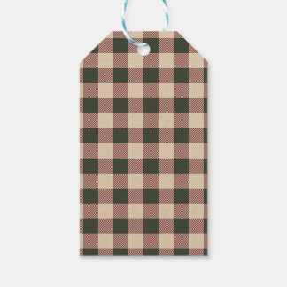 Traditionelle karierte grüne rote und beige Verpac Geschenkanhänger