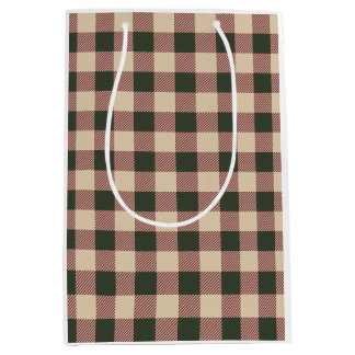 Traditionelle karierte grüne rote und beige Verpac Mittlere Geschenktüte