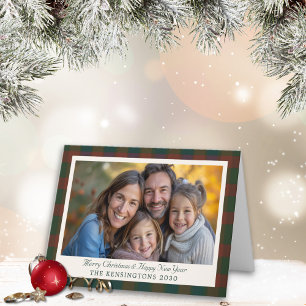 Traditionelle Karierte Weihnachtskarte/Tartan Falt Feiertagskarte