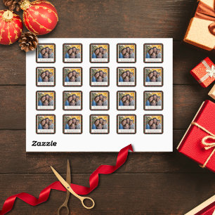 Traditionelle Karo-/Tartan-Feiertags-Fotosticker Quadratischer Aufkleber