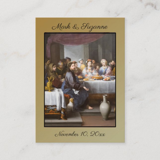 Traditionelle katholische Gastgeschenk Hochzeit He Visitenkarte (Vorderseite)