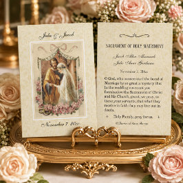 Traditionelle katholische Gastgeschenk Hochzeit He Visitenkarte