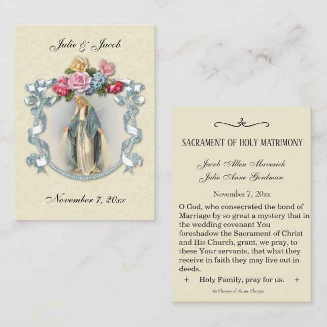 Traditionelle katholische Gastgeschenk Hochzeit He Visitenkarte (Vorne/Hinten)