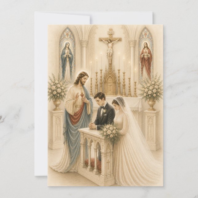 Traditionelle katholische Hochzeit am Altar (Vorderseite)