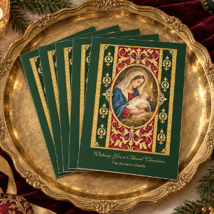 Traditionelle katholische Madonna mit Kind Feiertagskarte