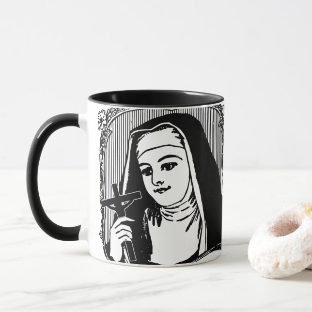 Traditionelle katholische Nonnen in Habit mit Cruc Tasse (Mit Donut)