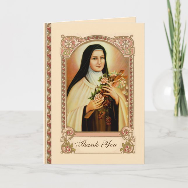 Traditionelle katholische St. Therese Danke Karte (Vorderseite)