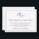 Traditionelle Königliche Lila Monogram-Feierliche  Einladung<br><div class="desc">Traditionelle und klassische horizontale Hochzeitseinladung mit einem einfachen Design mit Ihren beiden ersten Monogramm und Ihren Namen in einer eleganten königlich lila Kalligraphie innerhalb eines dünnen Randes. Die Rückseite ist solide lila. Dieses klassische Design ist perfekt für eine formelle Hochzeit im Herbst / Herbst.</div>