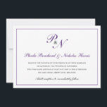 Traditionelle Königliche Lila Monogram-Feierliche  Einladung<br><div class="desc">Traditionelle und klassische horizontale Hochzeitseinladung mit einem einfachen Design mit Ihren beiden ersten Monogramm und Ihren Namen in einer eleganten königlich lila Kalligraphie innerhalb eines dünnen Randes. Die Rückseite ist solide lila. Dieses klassische Design ist perfekt für eine formelle Hochzeit im Herbst / Herbst.</div>