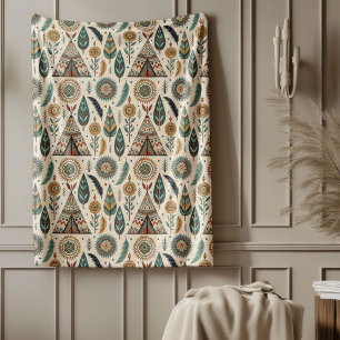Traditionelle, lebendige geometrische Formen ethni Fleecedecke