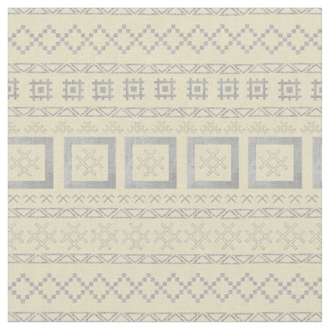 Traditionelle lettische Symbole auf Mudcloth  Stoff (Nahaufnahme)