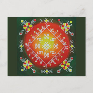 Traditionelle lettische Volkskunst mit Symbolmaler Postkarte