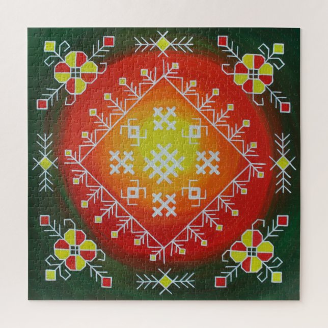 Traditionelle lettische Volkskunst mit Symbolmaler Puzzle (Vertikal)