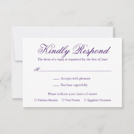 Traditionelle Lila formelle Hochzeit RSVP Karte