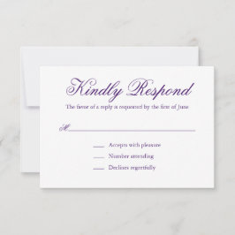 Traditionelle Lila formelle Hochzeit RSVP Karte