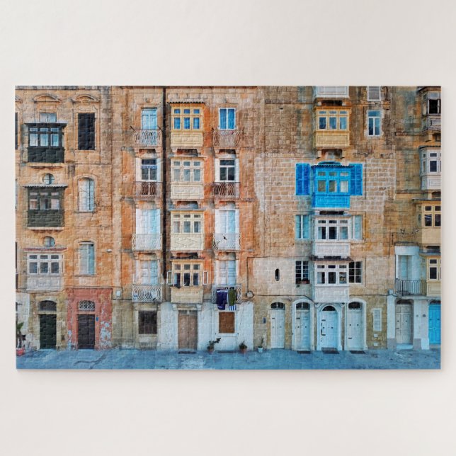 Traditionelle maltesische Balkonen Valletta Malta Puzzle (Horizontal)