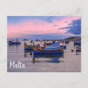 Traditionelle maltesische Boote in Marsaxlokk Postkarte