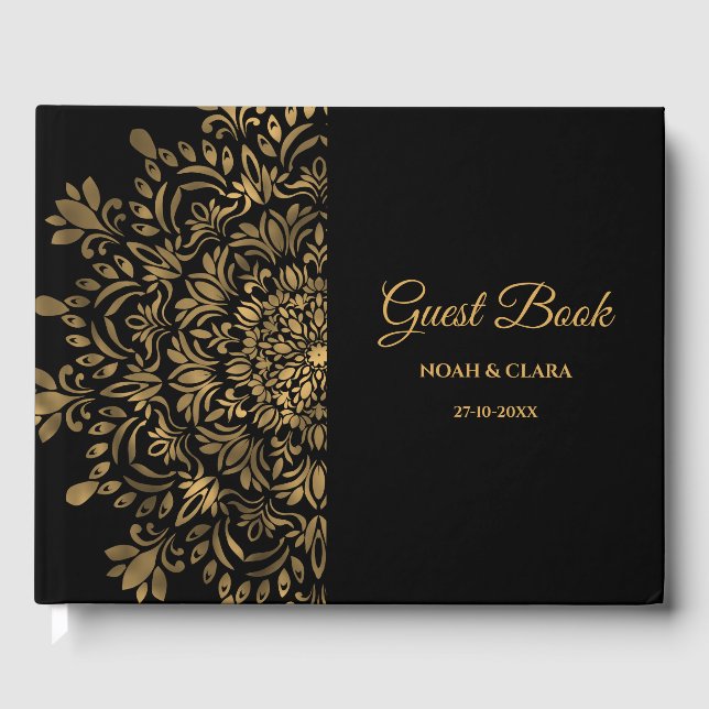 Traditionelle Mandala-Klassik-Luxus-Art-Deco Gästebuch (Vorderseite)