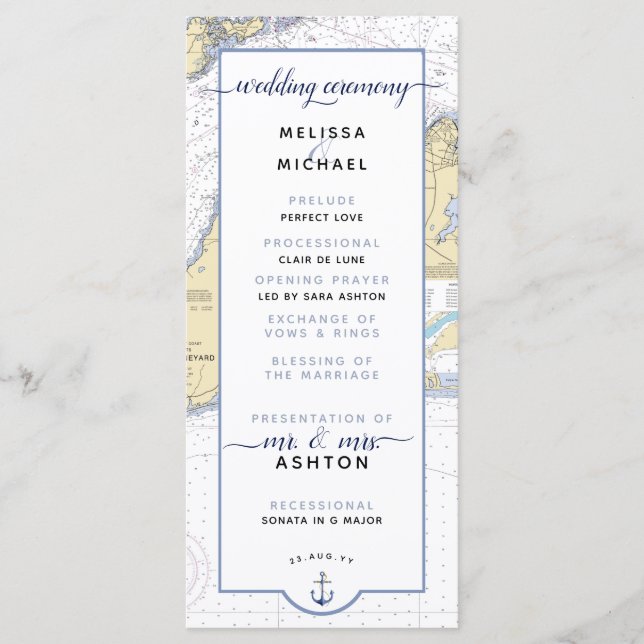 Traditionelle Martha's Vineyard Wedding Programm (Vorderseite)