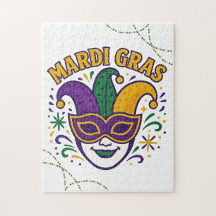 Traditionelle Maske in Mardi-Gras-Farben Puzzle
