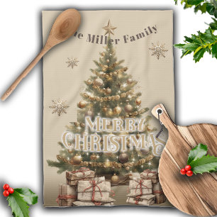 Traditionelle Merry Christmas Antique Gold Custom Geschirrtuch