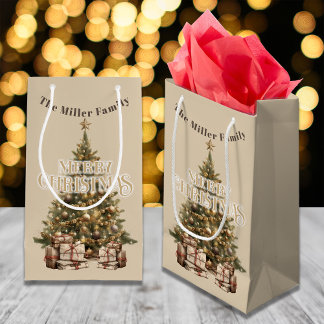 Traditionelle Merry Christmas Antique Gold Custom Kleine Geschenktüte