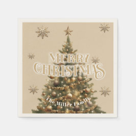 Traditionelle Merry Christmas Antique Gold Custom Serviette