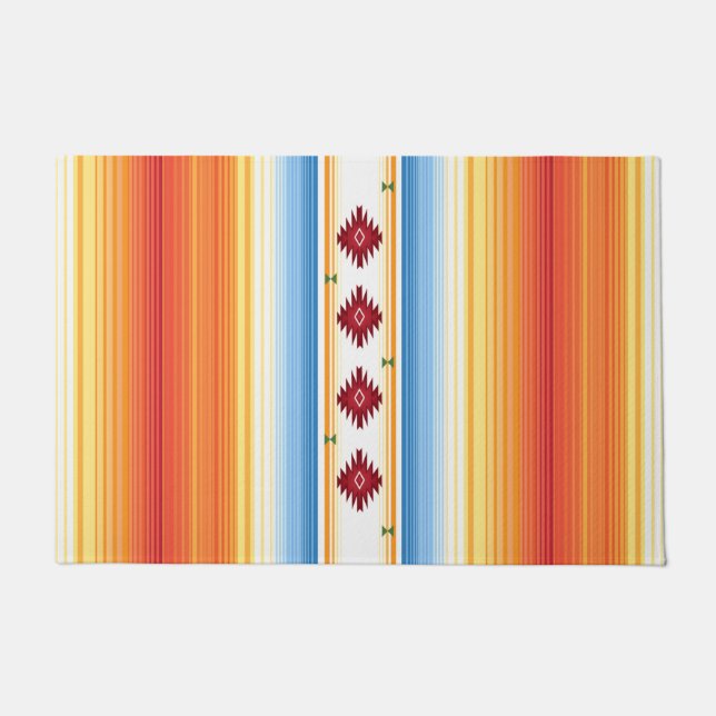 Traditionelle Mexikaner Serape Decke Fußmatte (Vorderseite)