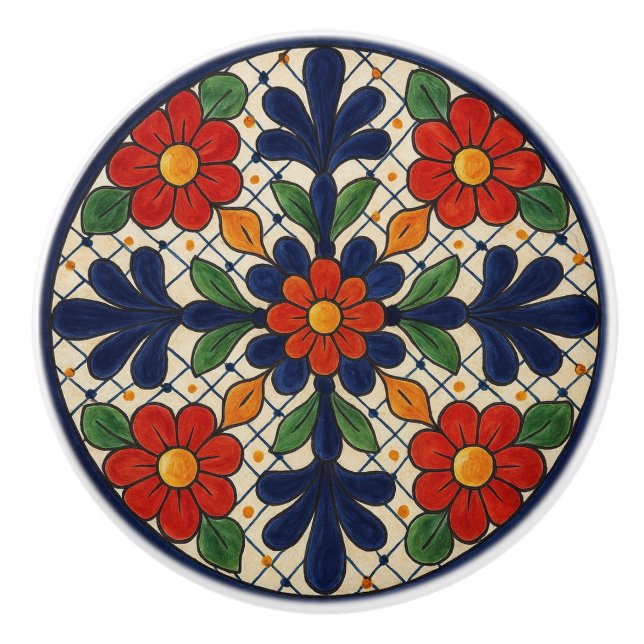 Traditionelle mexikanische Talavera-Keramik Keramikknauf (Vorderseite)