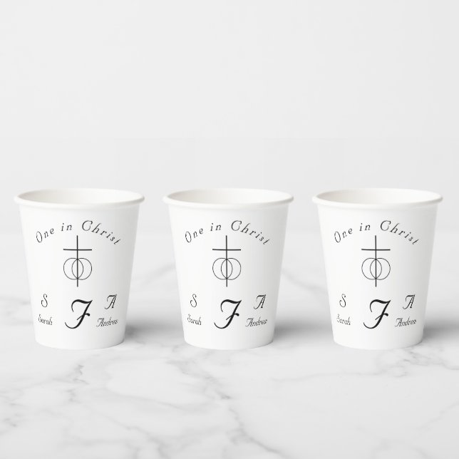 Traditionelle Mit Monogramm katholische Hochzeit Pappbecher (Multi)