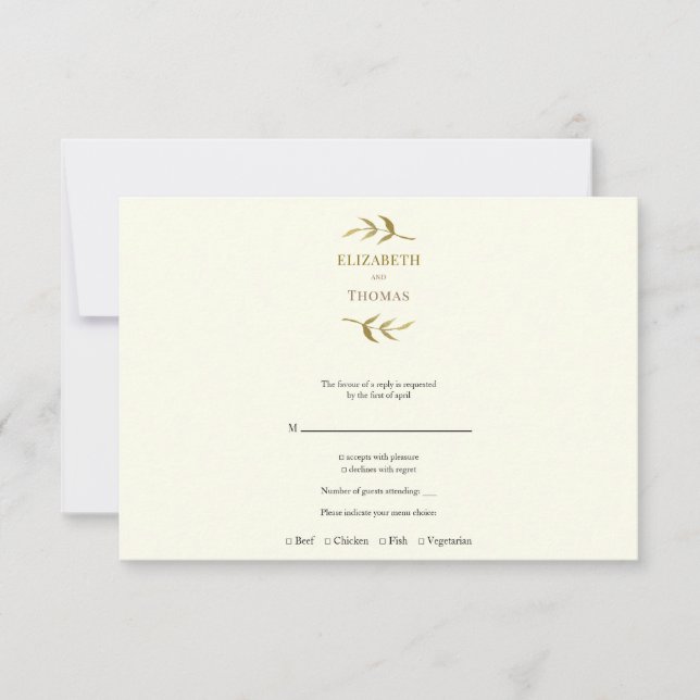 Traditionelle, moderne Hochzeitskarte RSVP Karte (Vorderseite)