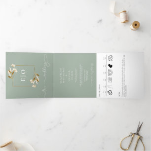 Traditionelle Moderne Klassik   Earthy Wedding Dreifach Gefaltete Einladung