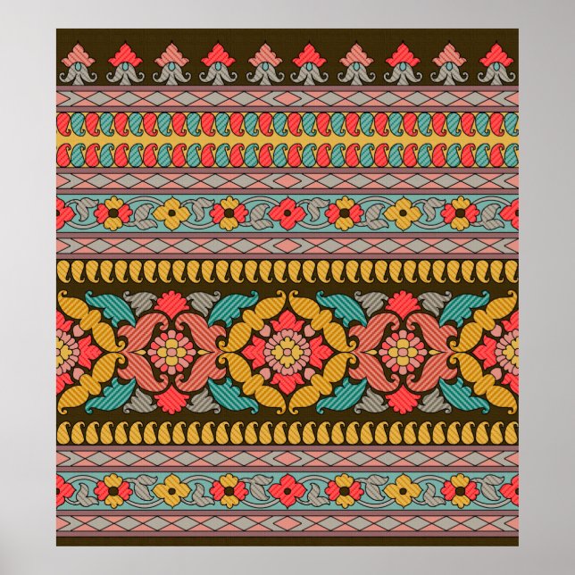 Traditionelle Moghul Border Designart, ethnisch, Poster (Vorne)