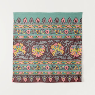 Traditionelle Moghul Border Designart, Muster, Geo Wandteppich