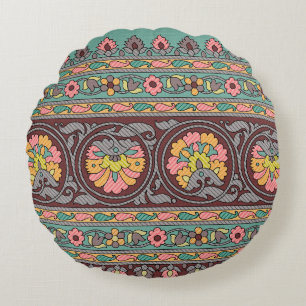Traditionelle Mogulenkunst, Muster, Blume, Geom Rundes Kissen